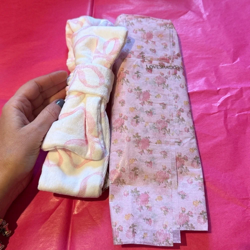 NWOT LoveShackFancy Bow Face Wash Beauty Headband Onesize retail $45